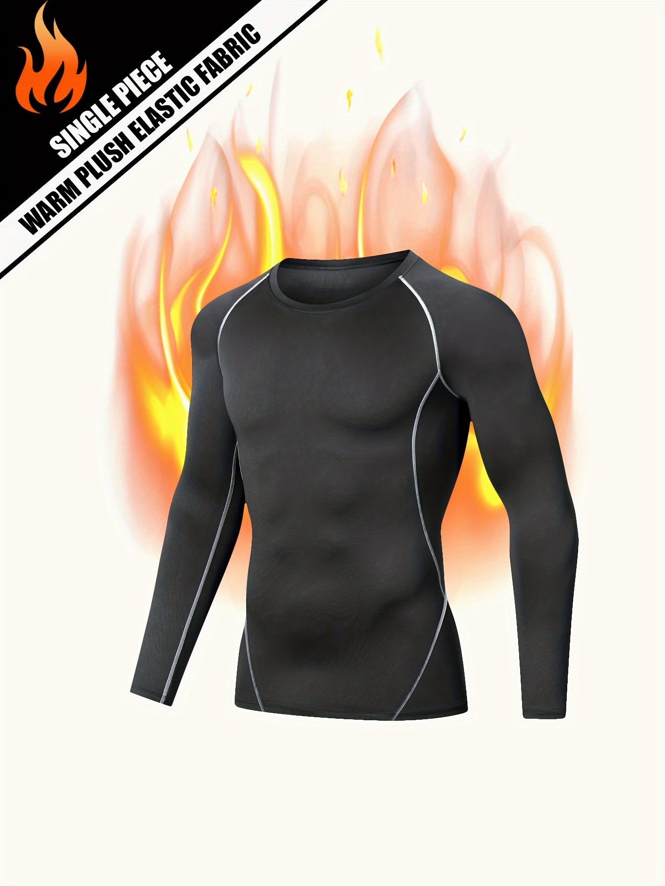 Men's Thermal Warm Underwear Compression T-Shirt for Winter Fitness