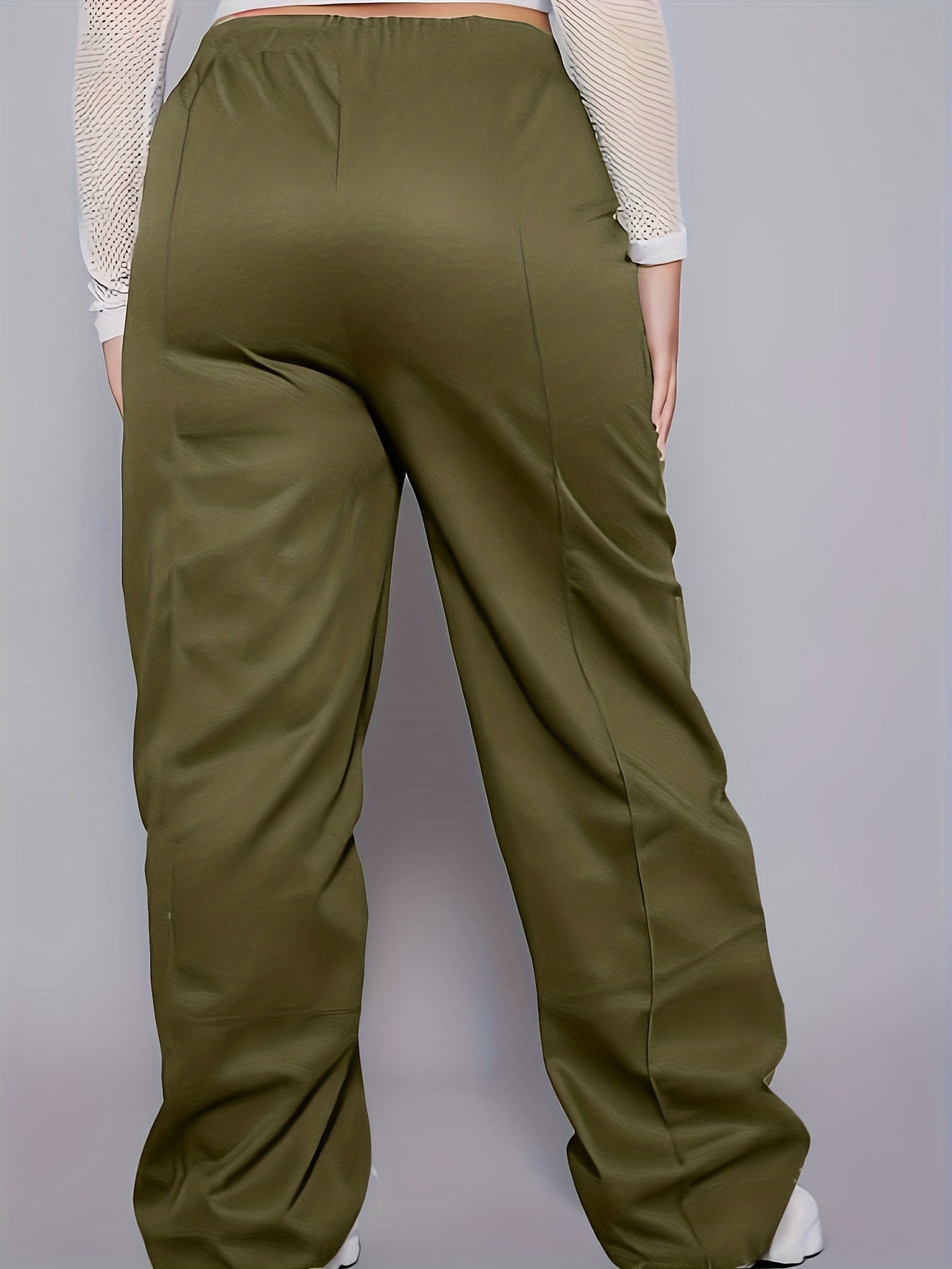  High Rise Straight Leg Pants with Pockets
