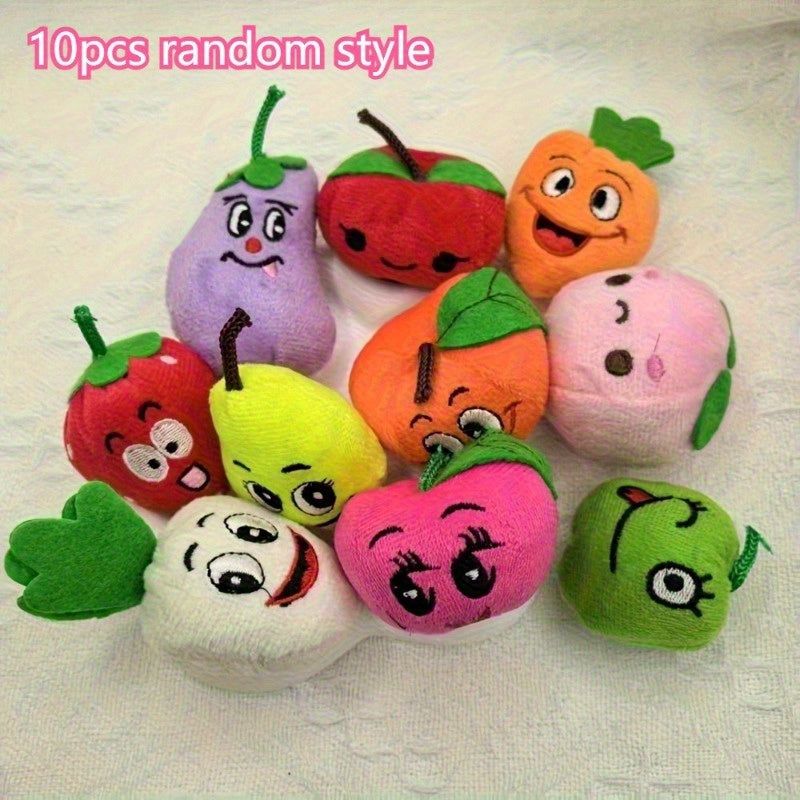 10pcs Fruit & Vegetable Finger Dolls Funny Faces Multicolor Toys