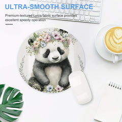 Panda Round Mouse Pad Non Slip Rubber Base Small Size 7.87 X 7.87 X 0.1inch