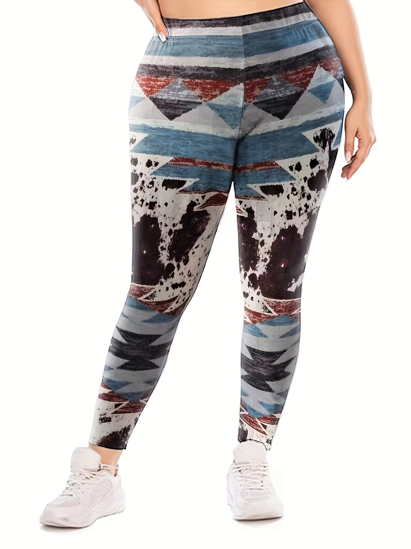  Boho Leggings Women's Plus Geometric Print Skinny Leggings