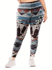 Boho Leggings Women's Plus Geometric Print Skinny Leggings