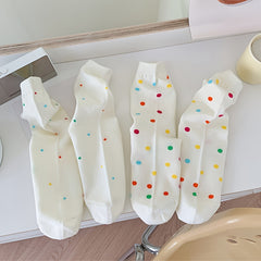 3 Pairs Colorful Dot & Stripe Print Socks Comfy Mid Tube Stockings