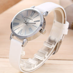 2pcs Student Number Roman Pointer Leather Quartz Watch Set
