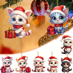Cat Christmas 2D Hanging Ornament Xmas Tree Decoration