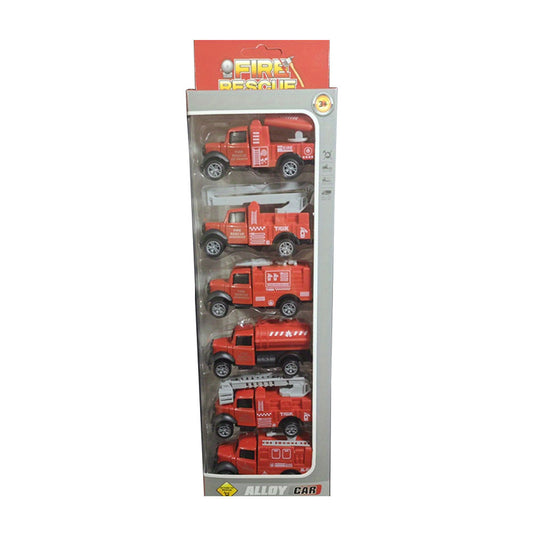 6pcs Kids Toy Cars Pull Back Fire Engine Model Boys Inertia Car