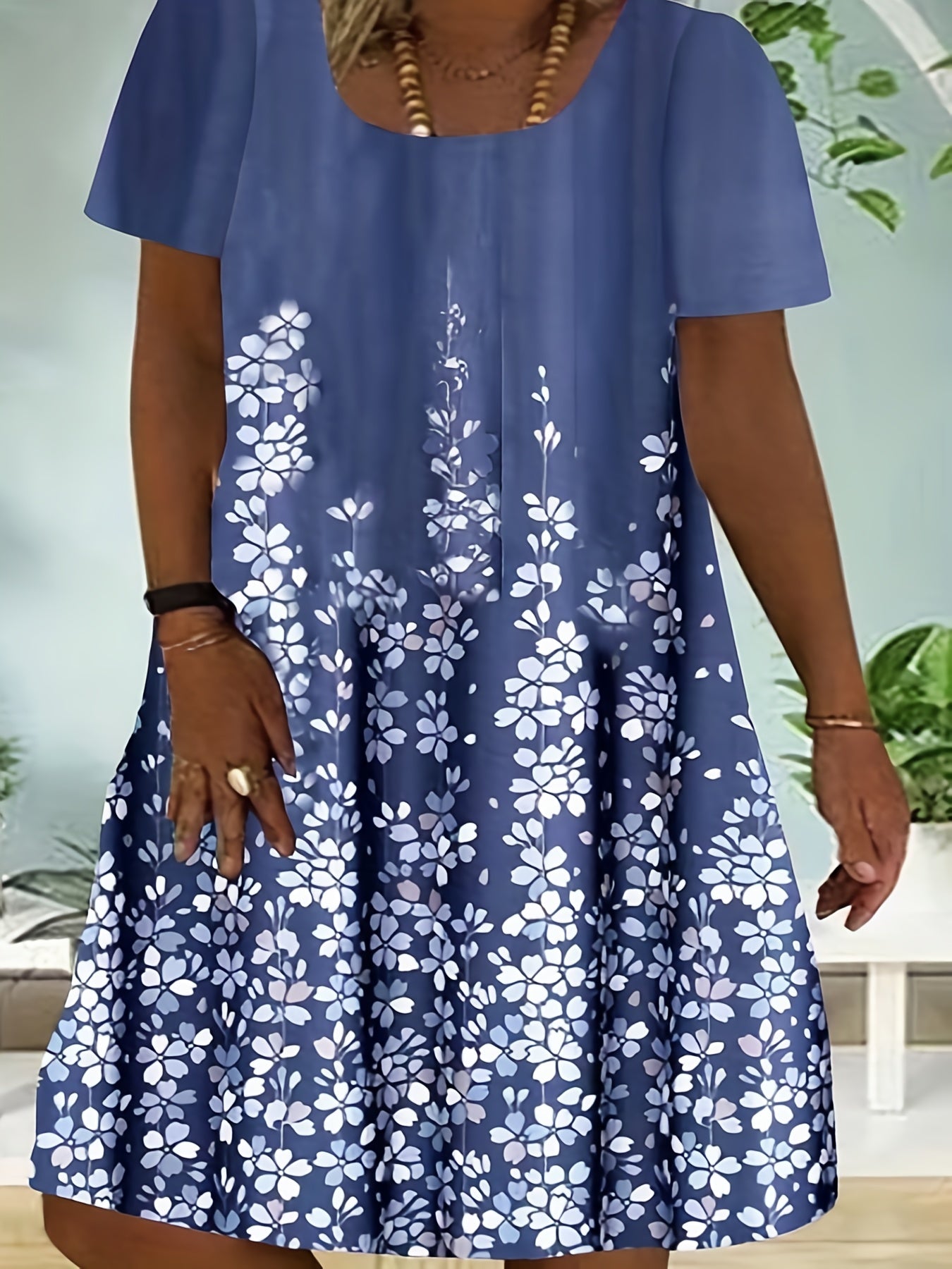  Floral Print Short Sleeve Casual Dress