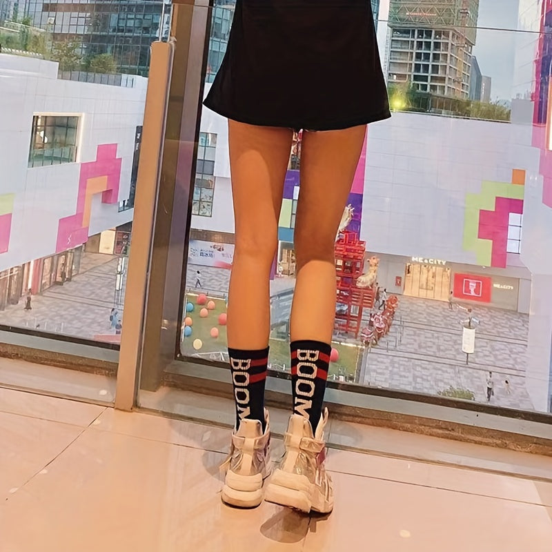 3 Pairs Letter Striped Socks Sports Stockings