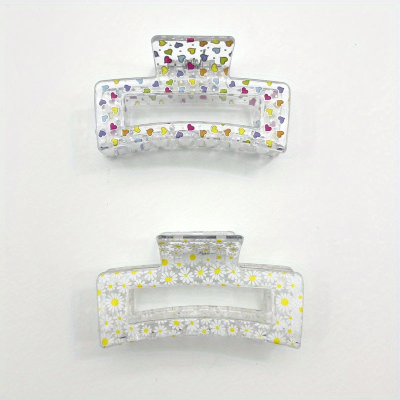 Fruit Printed Hair Claw Hollow Rectangle Nonslip Ponytail Holder