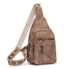 Women's Faux Leather Sling Bag Casual Crossbody Chest Pack