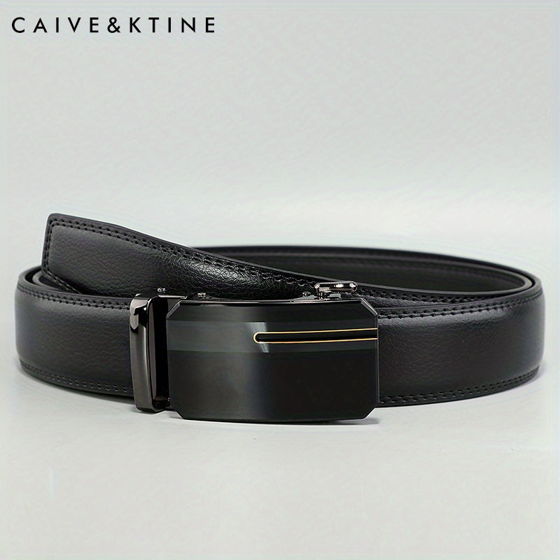 Men's Cowhide Leather Business Belt With Automatic Buckle