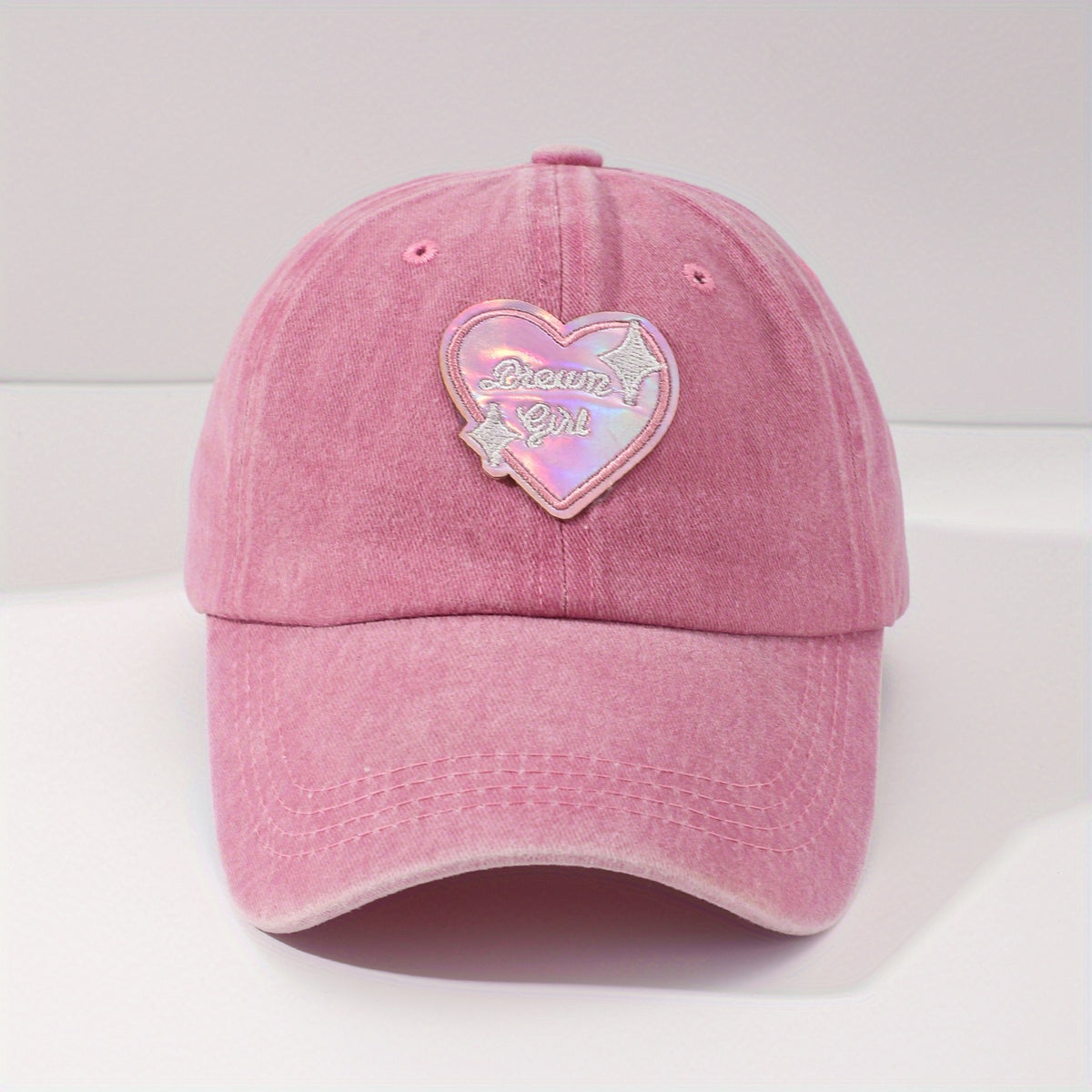 Pink Heart Printed Baseball Cap Casual Sunshade Dad Hat Adjustable Sun Hats