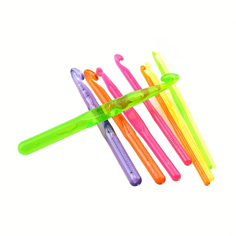9pcs Crochet Hooks Knitting Tool Transparent Plastic Crochet Ergonomic Needle