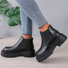 Women's Platform Chelsea Boots Slip On Ankle Combat Boots