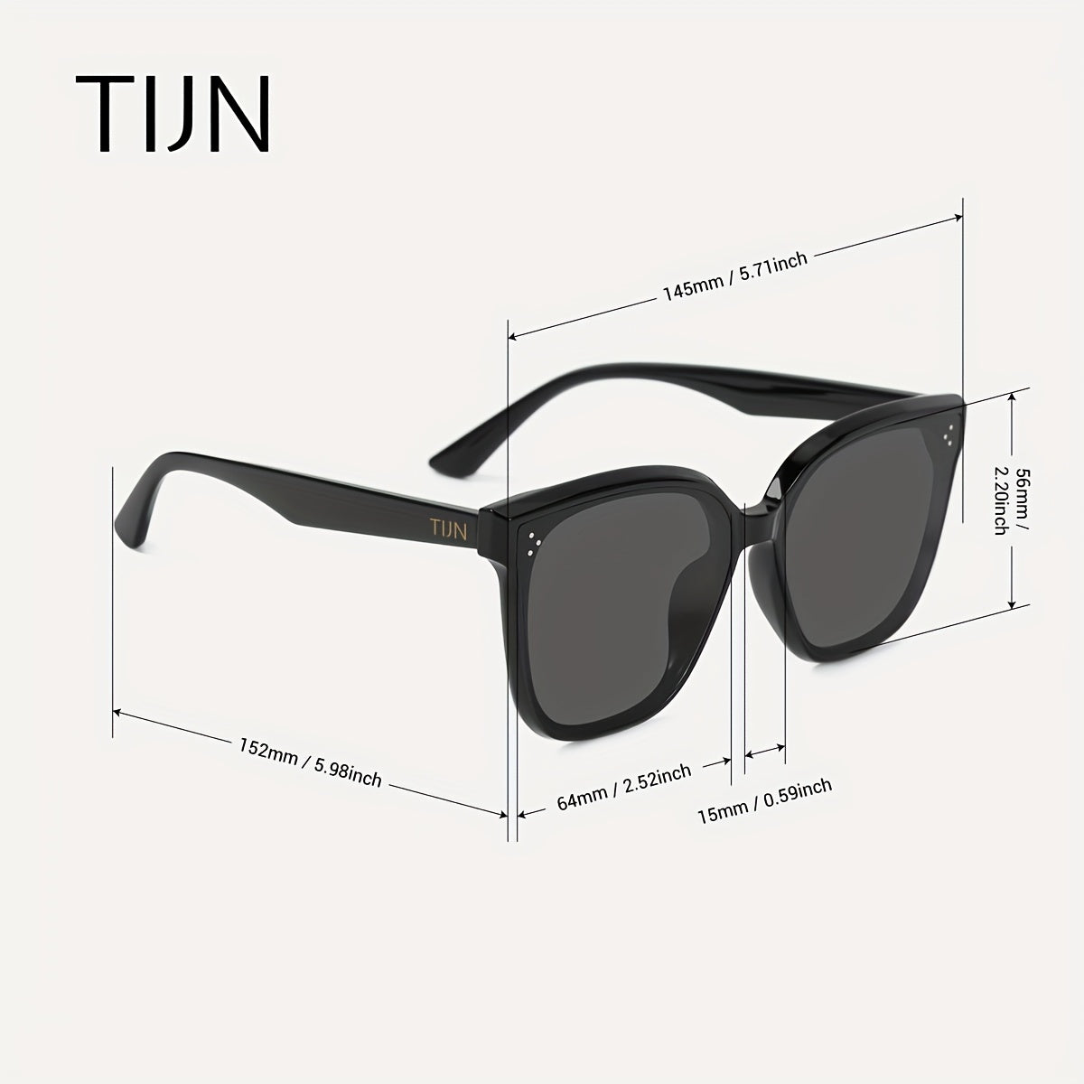 TIJN Oversized Square Polarized Sunglasses UV400 for Women