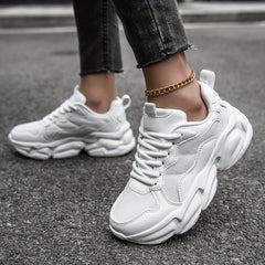 Women's Non Slip Platform Sneakers Comfortable Lace Up Sports Shoes