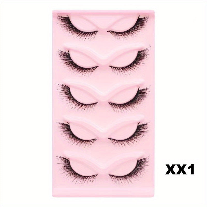 5 Pairs Cat Eye False Eyelashes Winged Natural Look Fluffy Makeup