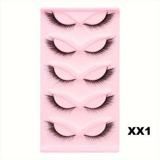 5 Pairs Cat Eye False Eyelashes Winged Natural Look Fluffy Makeup