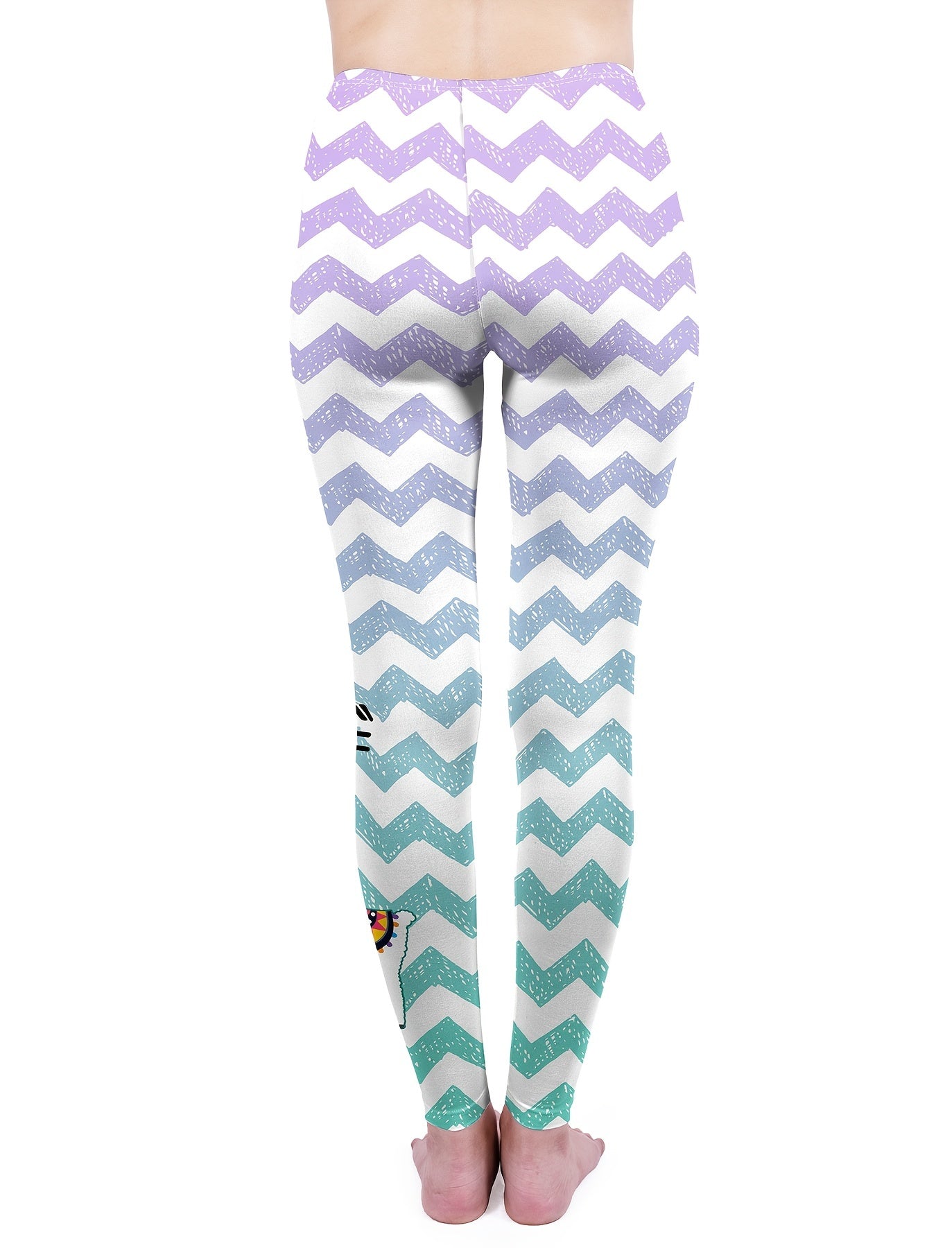 Ripple Letter Print Bodycon Leggings Skinny Stretchy Striped Leggings