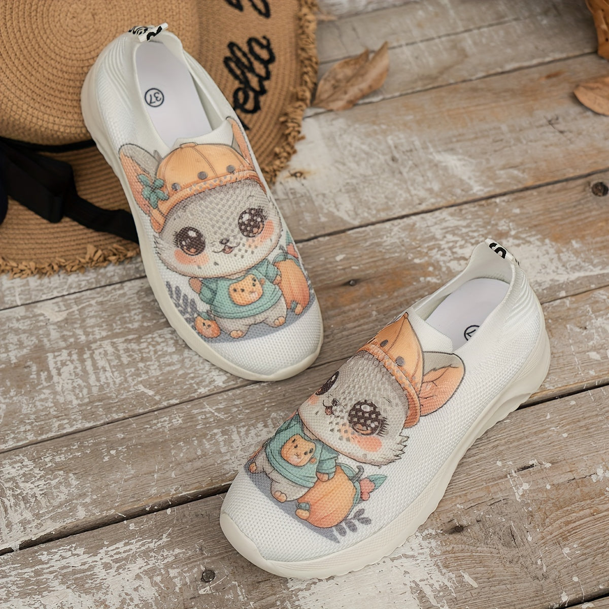 Cartoon Print Heighten Running Shoes Shock Absorption Non Slip Sneakers