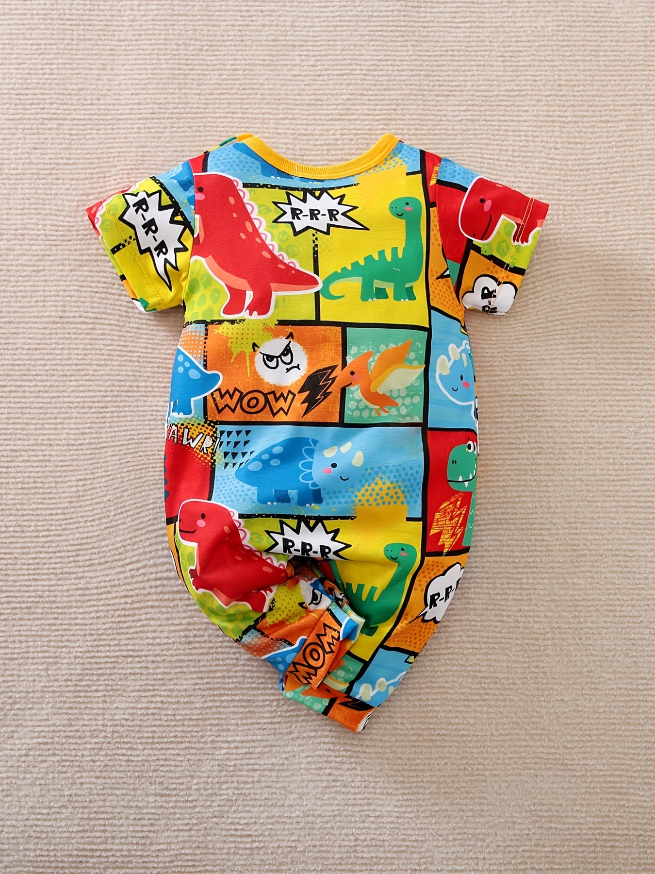 Baby Boys Dinosaur Print Short Sleeve Jumpsuit