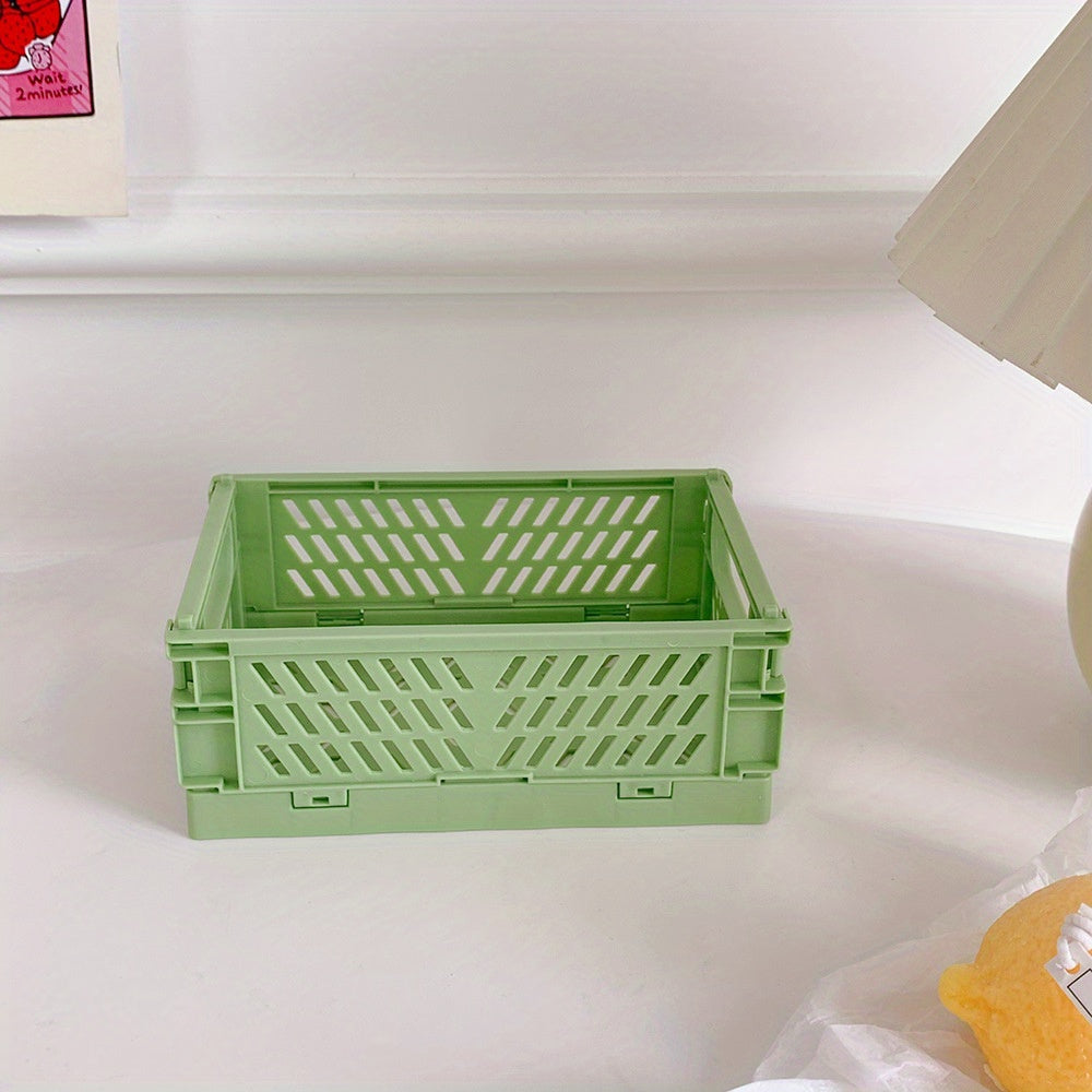 Mini Folding Plastic Storage Box Desktop Cosmetic Organizer