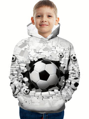 Boys Soccer Print Hoodie for Spring Fall