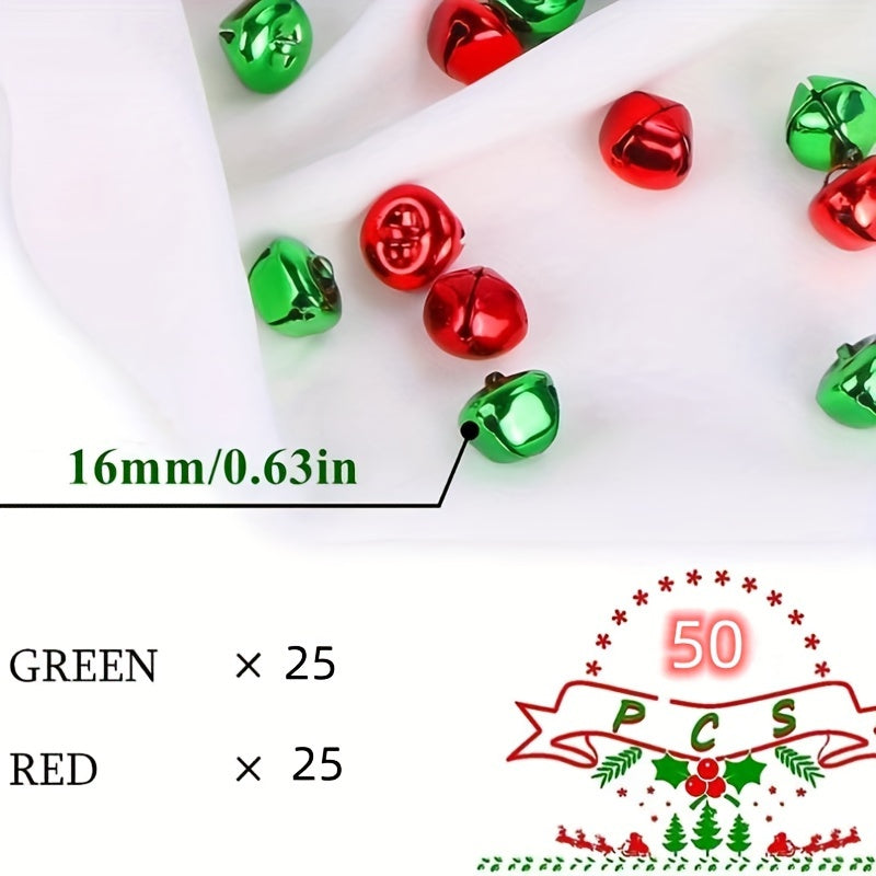 50pcs Jingle Bells Craft Bell Bulk Xmas Decor Red Green