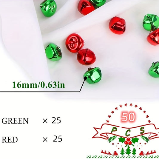 50pcs Jingle Bells Craft Bell Bulk Xmas Decor Red Green