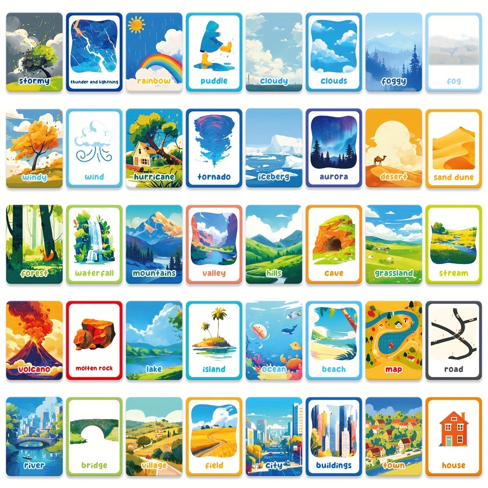 54pc Our World Flashcards - Travel Seasons Weather Nursery Office