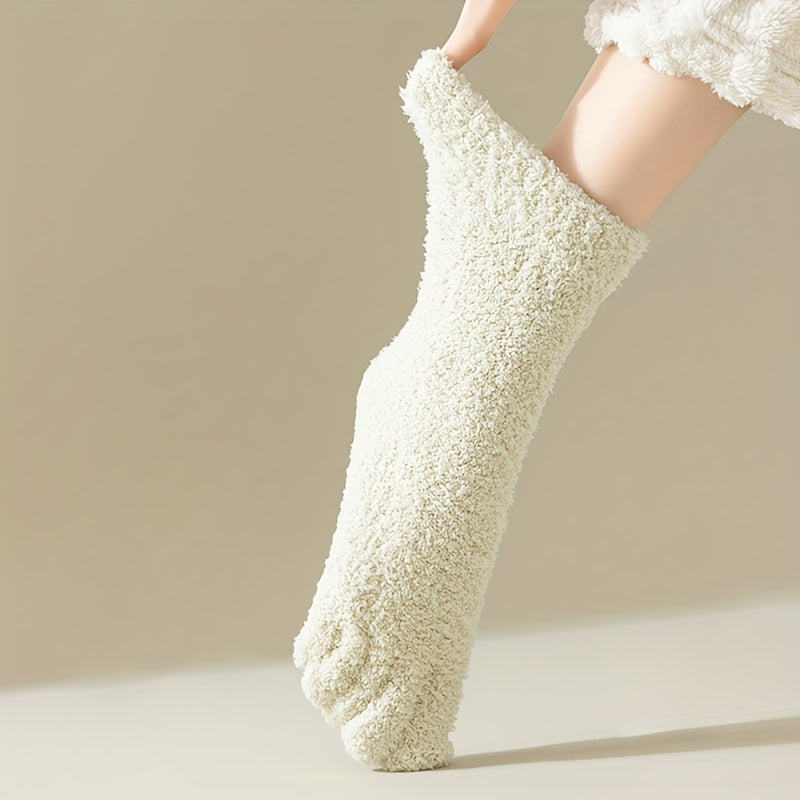 5 Pairs Teenager's Split Toe Tabi Socks Low Cut Five Toe Warm Plush