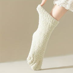 5 Pairs Teenager's Split Toe Tabi Socks Low Cut Five Toe Warm Plush