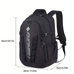 Casual Letter Print Zipper Backpack Large Capacity Travel Storage Rucksack