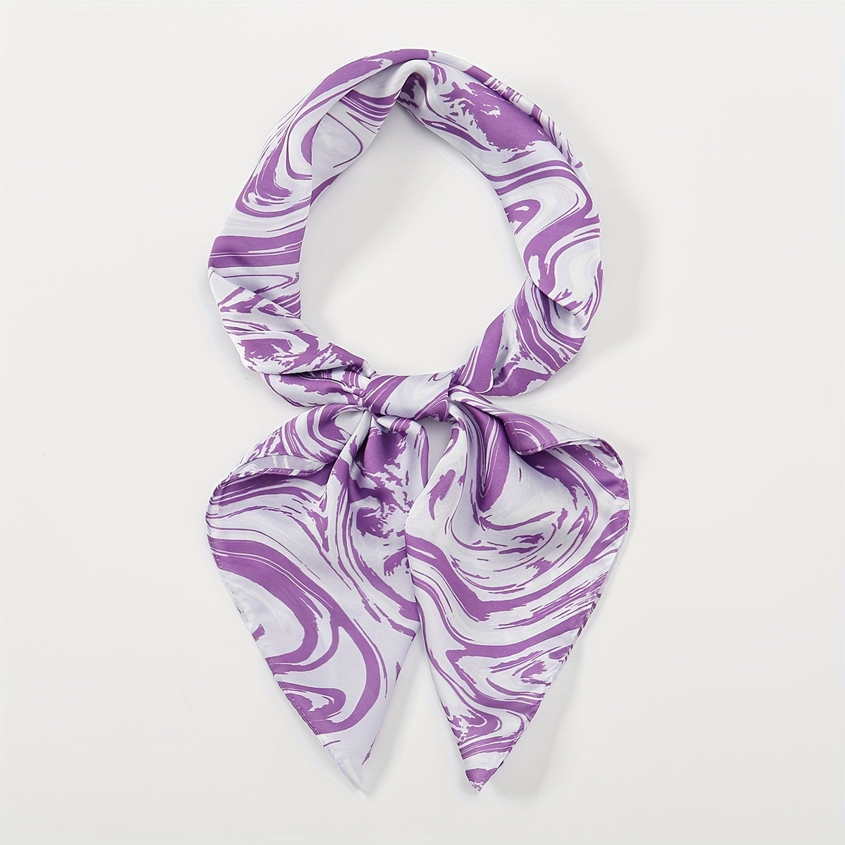 Wavy Striped Bandana Print Satin Square Scarf