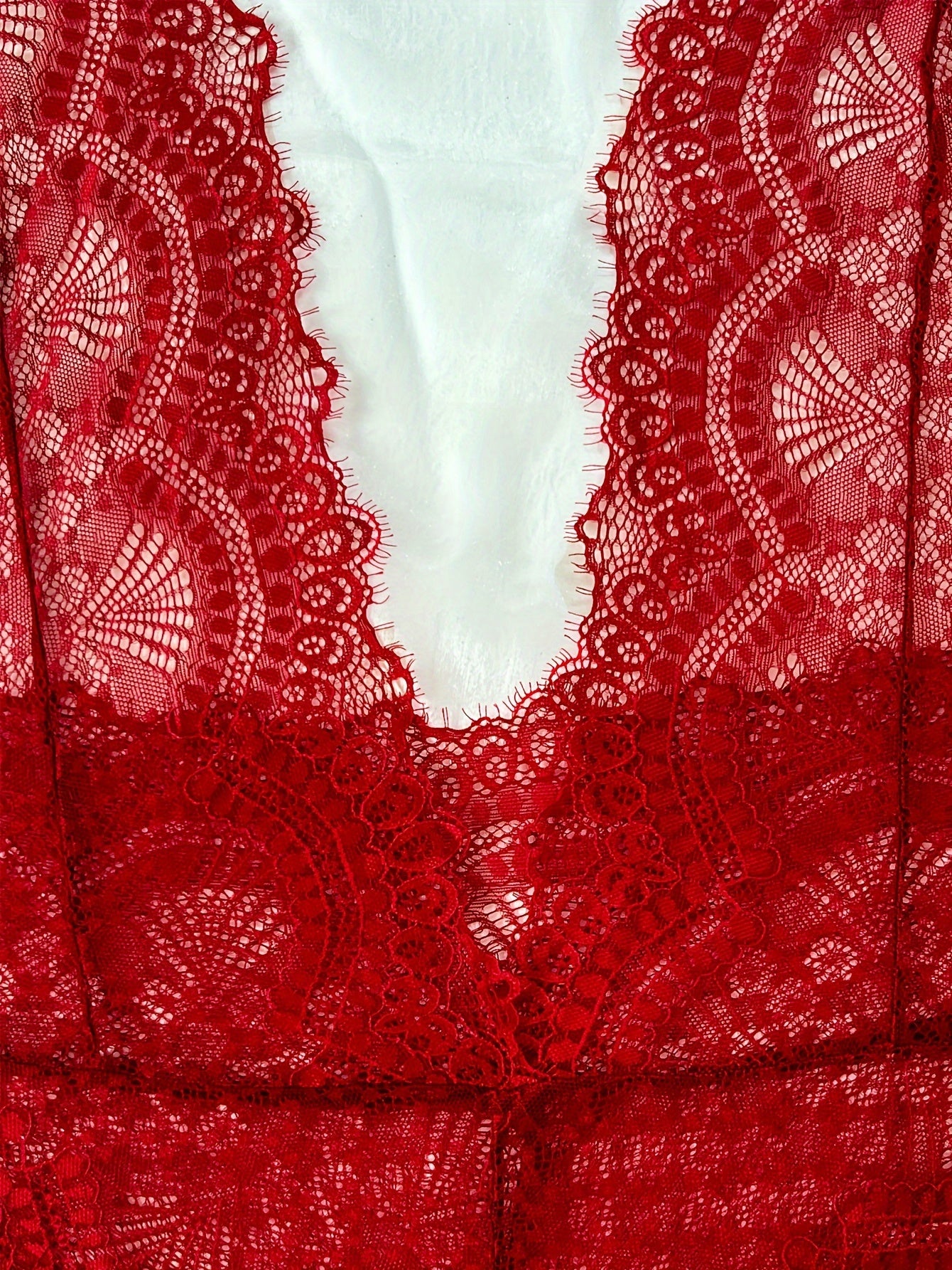 Floral Lace Plunging Teddy Bodysuit Lingerie