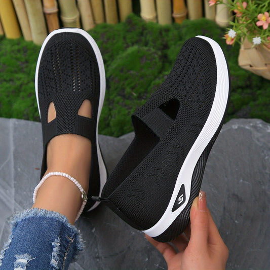 Women's Knit Sports Shoes Comfortable Slip On Walking Shoes