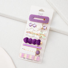 7pcs Heart Butterfly Hair Clip Multicolor Rhinestone Purple Hair Accessories