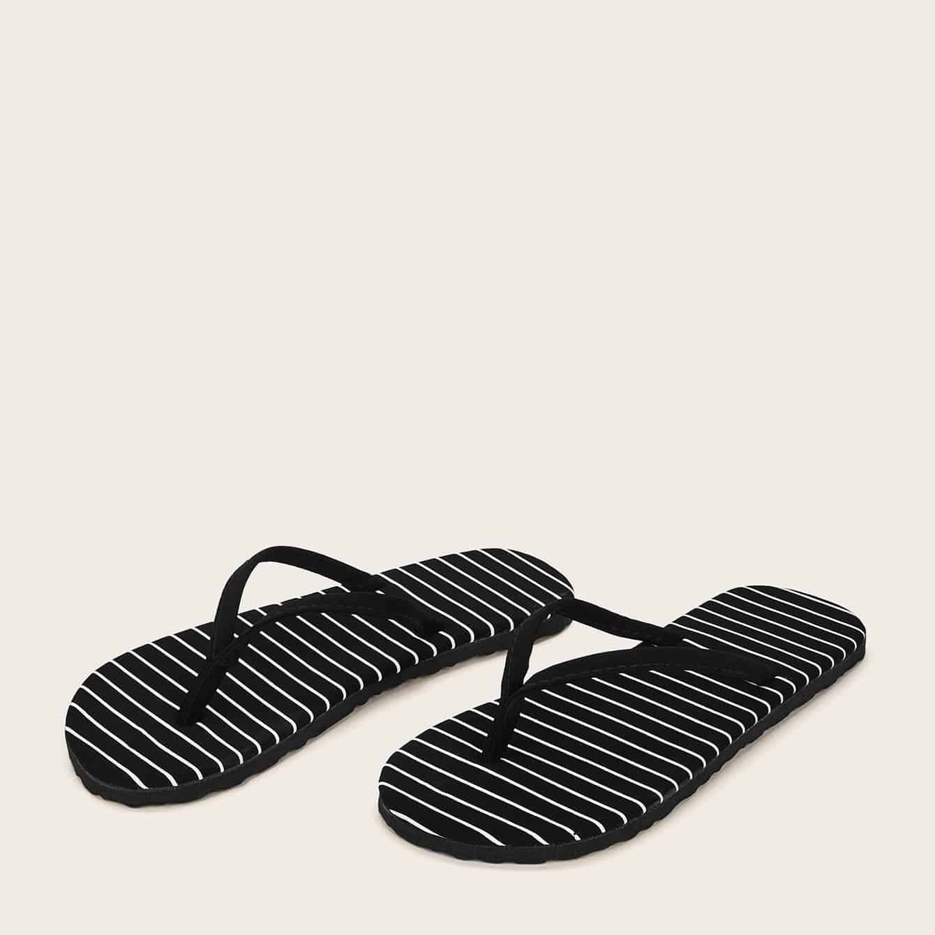 Minimalist Women Striped Flip Flops