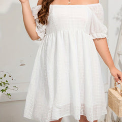  Women's Flocked Dot Mini Layered Dress