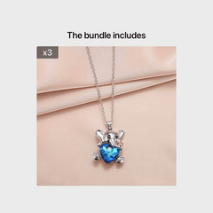 Elephant Crystal Heart Necklace Sweet Animal Pendant