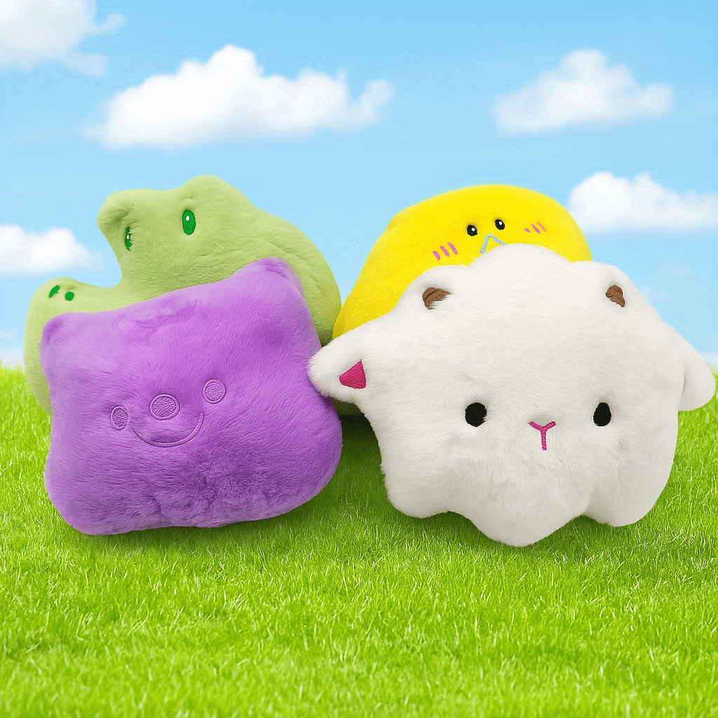4pcs Animal Family Plush Toys Bear, Sheep, Crocodile, Yellow Chick