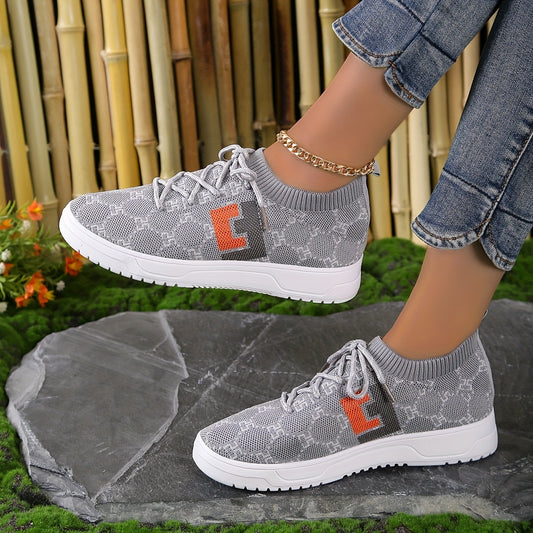 Women's Geometric Pattern Sneakers Lace Up Outdoor Shoes