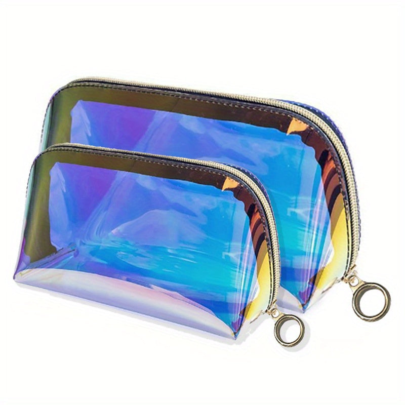Colorful Half Round Holographic Makeup Bag with Zipper