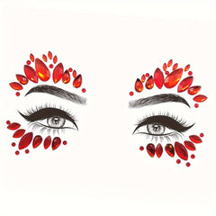 Red Drill Sparkle Face Sticker 1pc Resin Material Daily Glitter