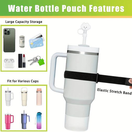 4pcs Tumbler Cup Accessories with Pouch Bag, Sleeve, Straw Lids