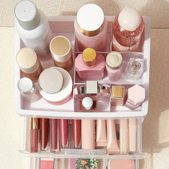 Makeup Organizer Vanity with 2 Drawers Skincare Lipsticks Jewelry Nail Care