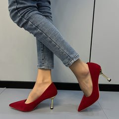 Women's Pointed Toe Metal Heel High Heels Stiletto Pumps