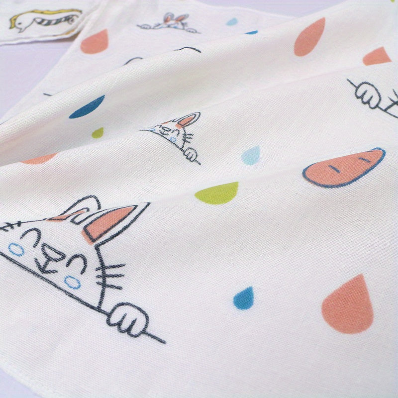Random Double Layer Printed Fabric Yarn Handkerchief Washcloth Feeding Towel Bib