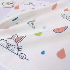 Random Double Layer Printed Fabric Yarn Handkerchief Washcloth Feeding Towel Bib