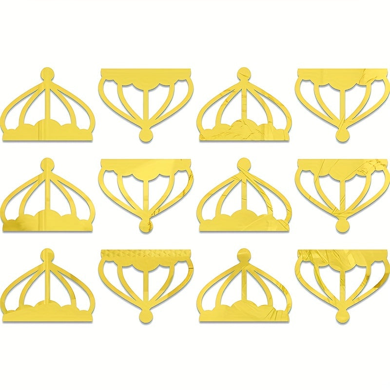 12pcs Crown Acrylic Mirror Stickers Self Adhesive Waterproof